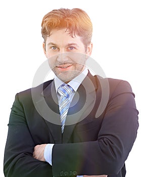 Portrait of a business man isolated on white background.