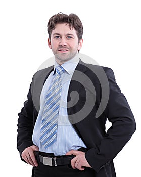 Portrait of a business man isolated on white background.