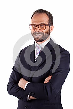 Portrait of a business man isolated on white background. Studio