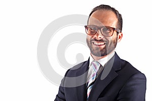 Portrait of a business man isolated on white background. Studio