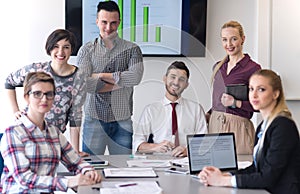 Portrait of business people group at modern office meeting room