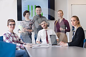 Portrait of business people group at modern office meeting room