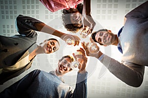 Portrait of business people toasting wine glasses