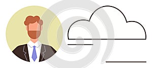 Business Professional Surrounded by Cloud Concept for Collaboration and Digital Networking