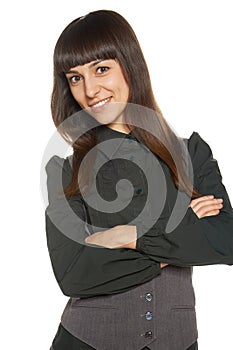 Portrait of business woman with folded hands