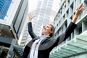 Portrait of business woman smiling outdoor