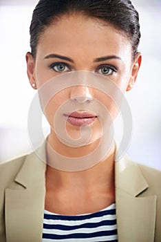 Portrait of businesswoman, closeup or finance career in office for professional, job or corporate company. Face, proud