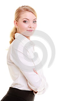 Portrait businesswoman. Elegant young woman blond girl isolated.