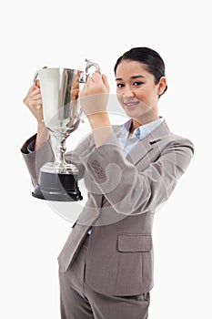 Portrait of a businesswoman holding a cup