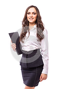 Portrait of businesswoman keeping folder