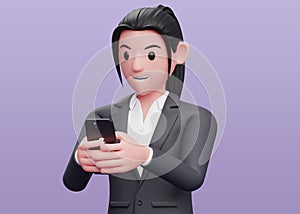 Portrait Busy business woman with cell phone texting