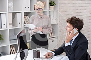 Successful Business Executive Busy Working in Office