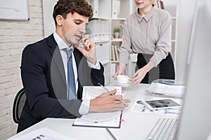 Business Executive Busy Working in Office