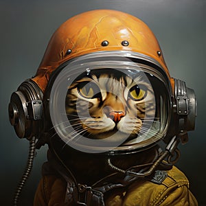 Portrait of a cat in an astronaut helmet on a dark background generative AI Generative AI