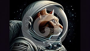 portrait of a cat in an astronaut\'s spacesuit. Animal in space. Space science