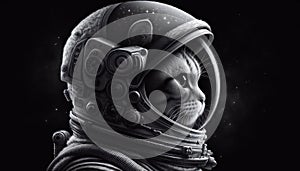 portrait of a cat in an astronaut\'s spacesuit. Animal in space. Space science