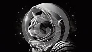 portrait of a cat in an astronaut\'s spacesuit. Animal in space. Space science