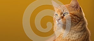 portrait of a cat in front of bright yellow background