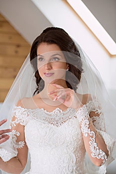 Portrait of caucasian beautiful attractive woman bride