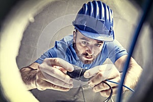 Electrician at work