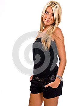 Portrait of a caucasian female on white background
