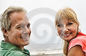 Portrait of Caucasian Middle-Aged Couple at Beach