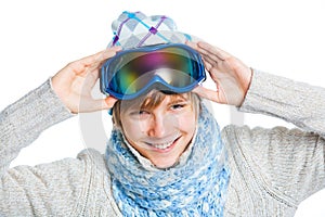 Portrait of a caucasian teenager in ski wearing