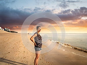 Portrait of a caucasian woman at Morro Jable Beach Fuerteventura