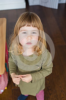 Portrait of challenging face child