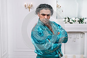 Portrait of a charismatic Gypsy man. photo with copy space