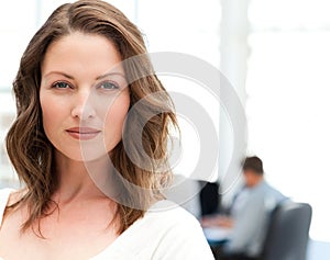 Portrait of a charismatic woman at a meeting