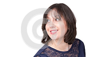 Portrait of Charmed Dark Hair Business Woman
