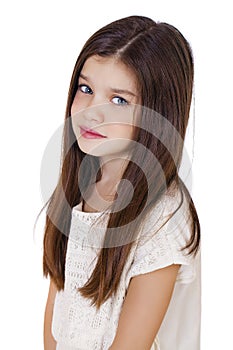 Portrait of a charming brunette little girl