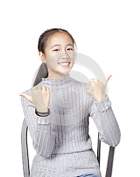Portrait of cheerful asian teenager toothy smiling face on white