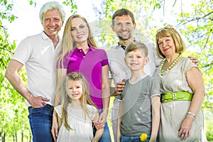 Portrait of cheerful extended family