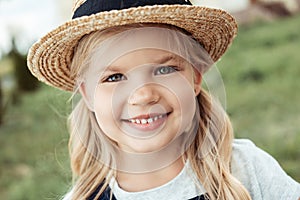 portrait of cheerful little caucasian girl