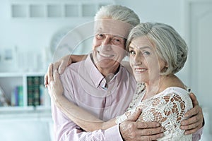 Portrait of cheerful senior couple at home