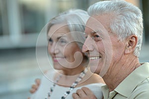 Portrait of cheerful senior couple at home