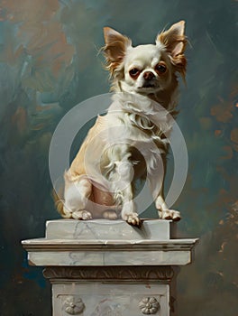 Portrait of a Chihuahua on a Plinth
