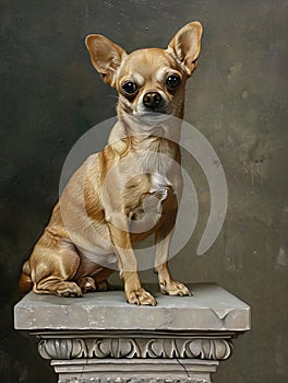 Portrait of a Chihuahua on a Plinth