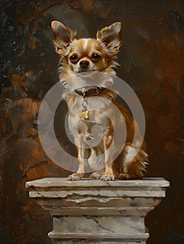 Portrait of a Chihuahua on a Plinth