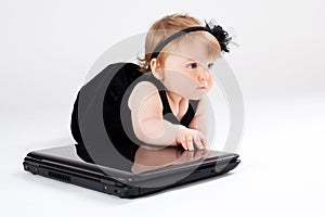 Portrait child with laptop