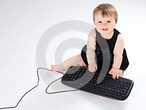 Portrait child with laptop