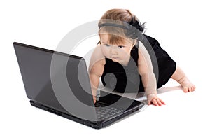 Portrait child with laptop