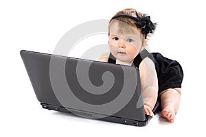 Portrait child with laptop