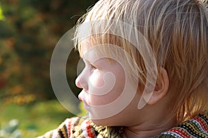 Portrait of the child, sideface