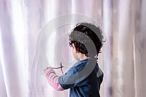 Portrait of child wearing glasses