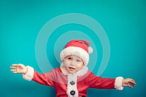 Portrait of child wearing Santa Claus costume