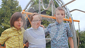 Portrait of children. Individuals with Down syndrome, developmental disabilities