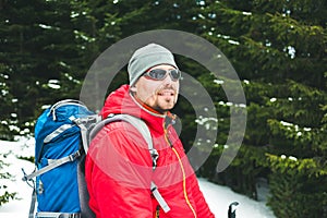 Portrait of a climber in winter